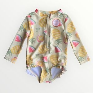 Carter's Yellow Fruit One Piece Rash Guard Swimsuit 6 Months Sun Protection